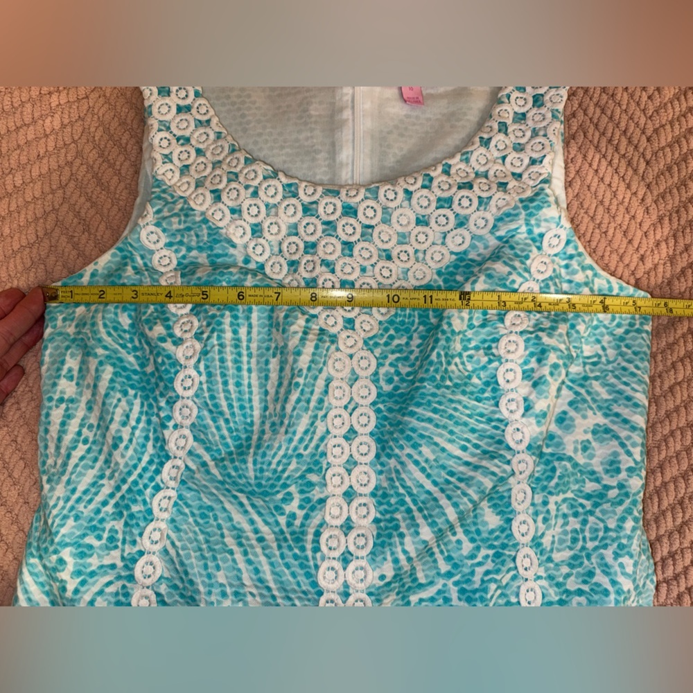 Lilly Pulitzer MacFarlane Shift Dress Shorely Blue Sea Cups Lace Trim Sz. 10 EUC - Picture 4 of 11